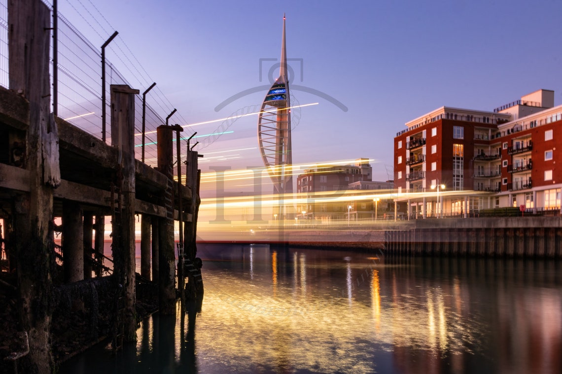 Spinnaker Tower Portsmouth Harbour Twilight Light Trails Poster - Image 3