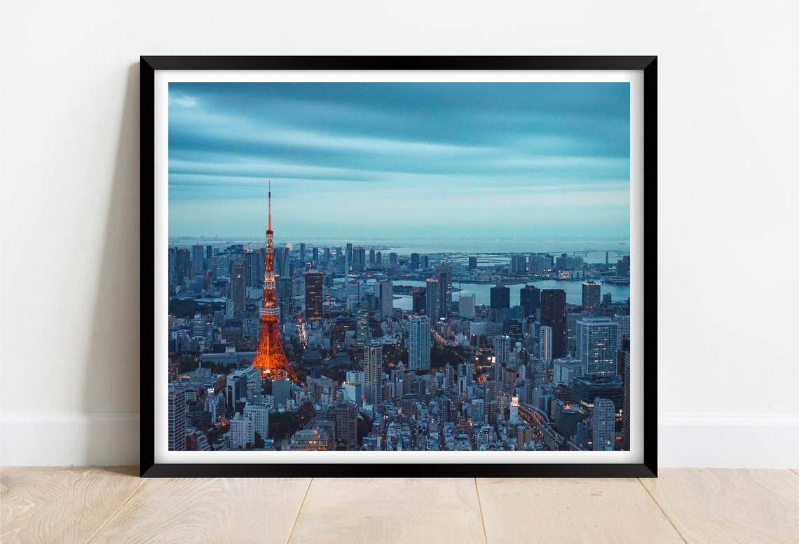 Tokyo Tower Illuminated Over the Tokyo Skyline at Dusk Poster