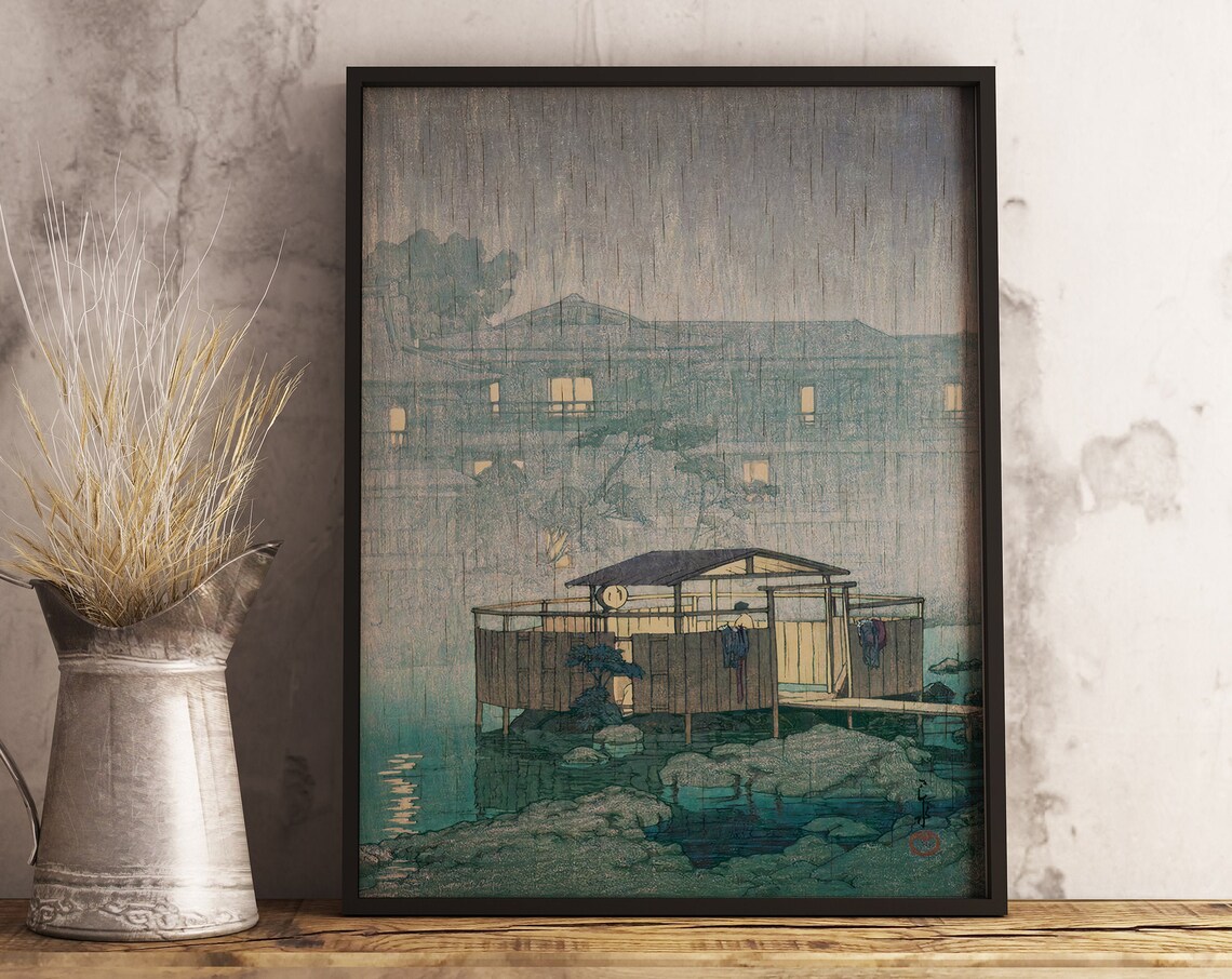 Hasui Kawase Evening Onsen Japanese Travel Poster - Image 3