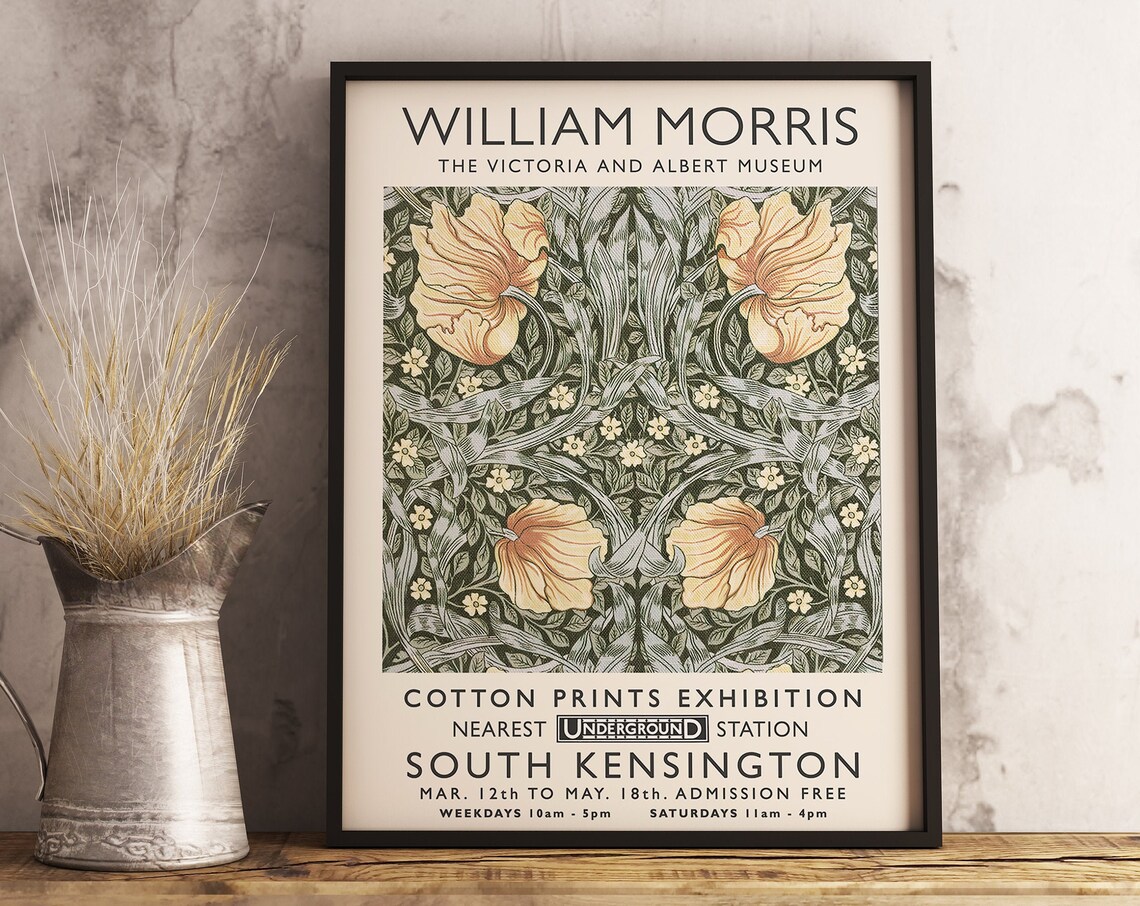 William Morris Exhibition Poster, Medway Pattern Vintage - Image 3