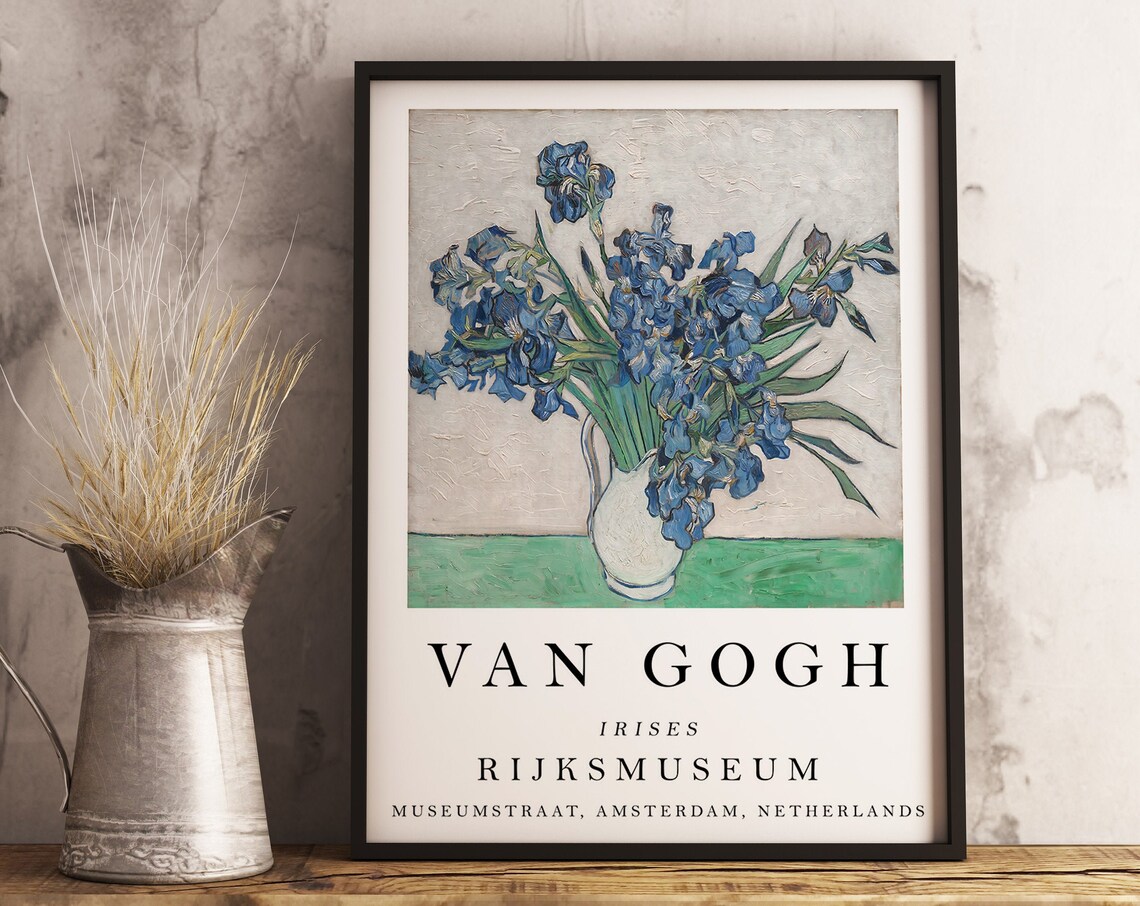 Van Gogh Irises Exhibition Poster, Vintage Floral Art Print - Image 3