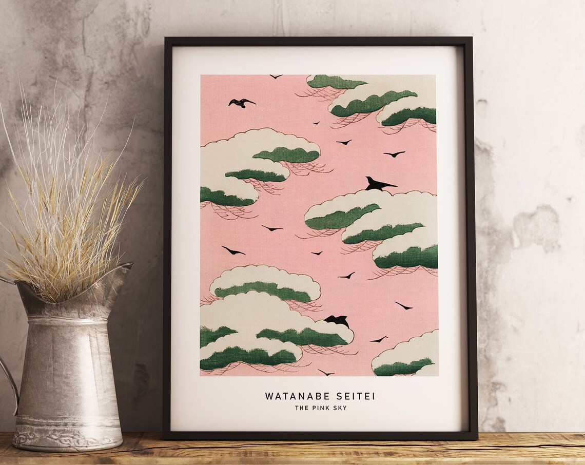 The Pink Sky by Wantabe Seitei, Japanese Art Print - Image 3