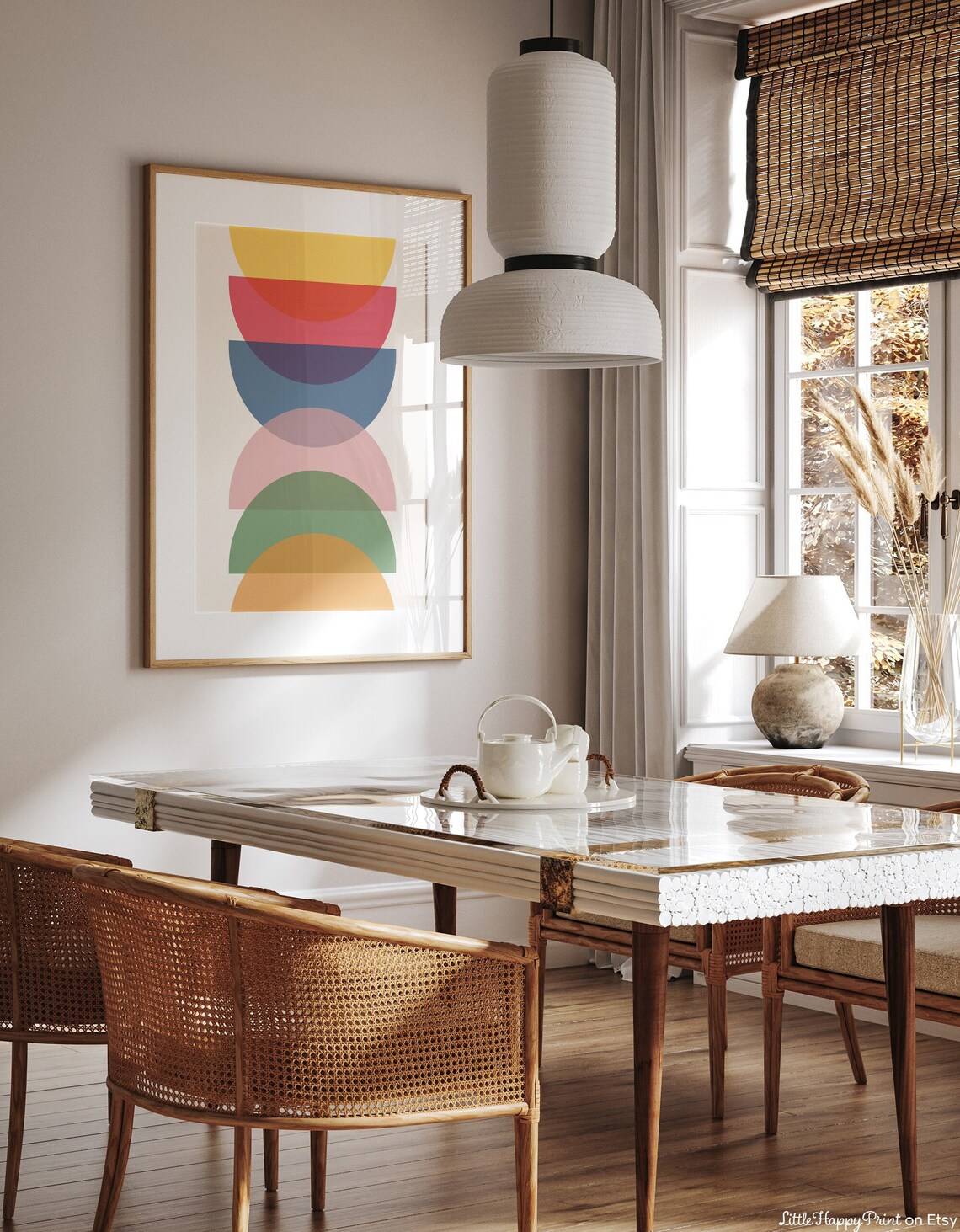 Colourful Half Circles Mid Century Modern Art Print