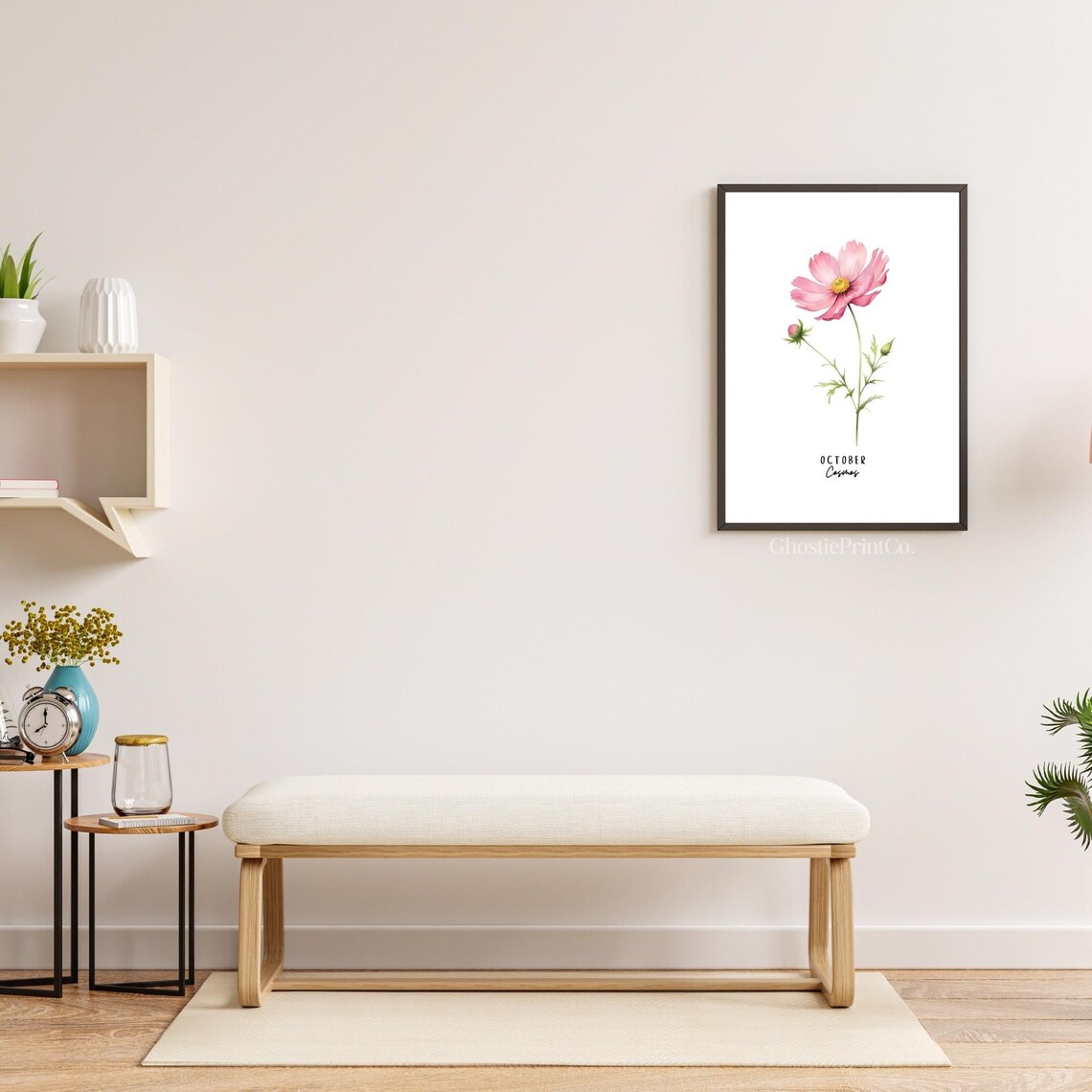 October Cosmos Birth Flower, Watercolor Botanical Art - Image 2