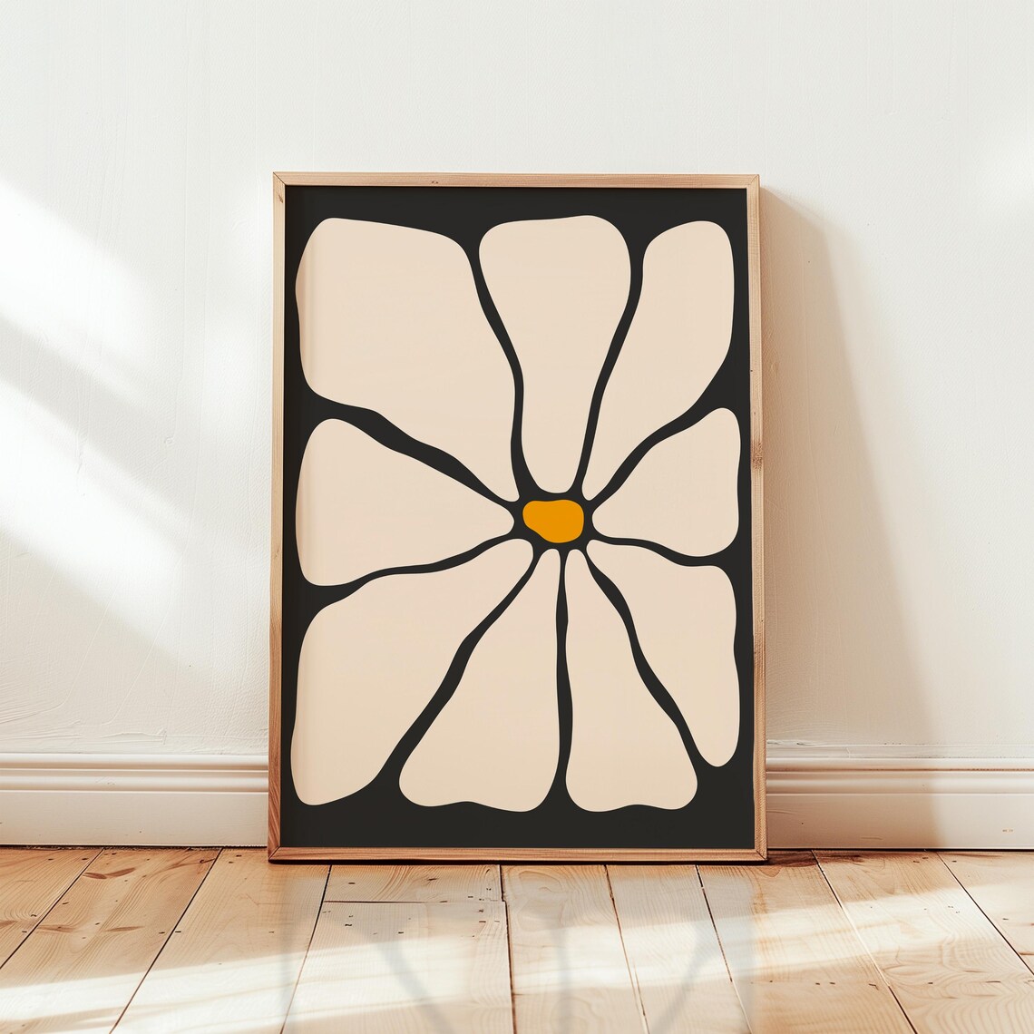 Daisy Art Print, Retro Revival Mid-Century Floral Decor