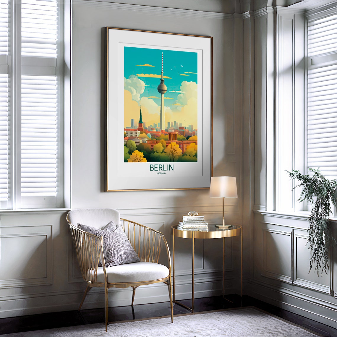 Berlin Germany Sunny TV Tower Summer Park Skyline Travel Poster - Image 2