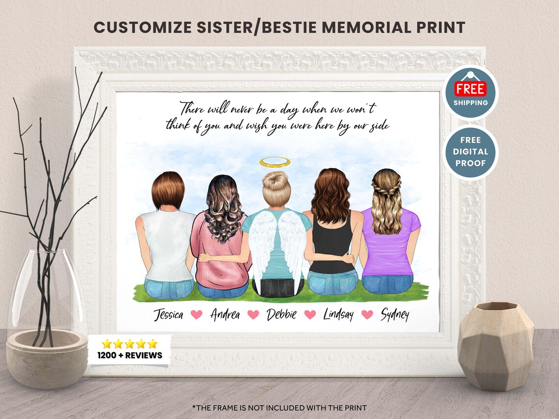 In Loving Memory Sister Memorial Art Print, Christmas