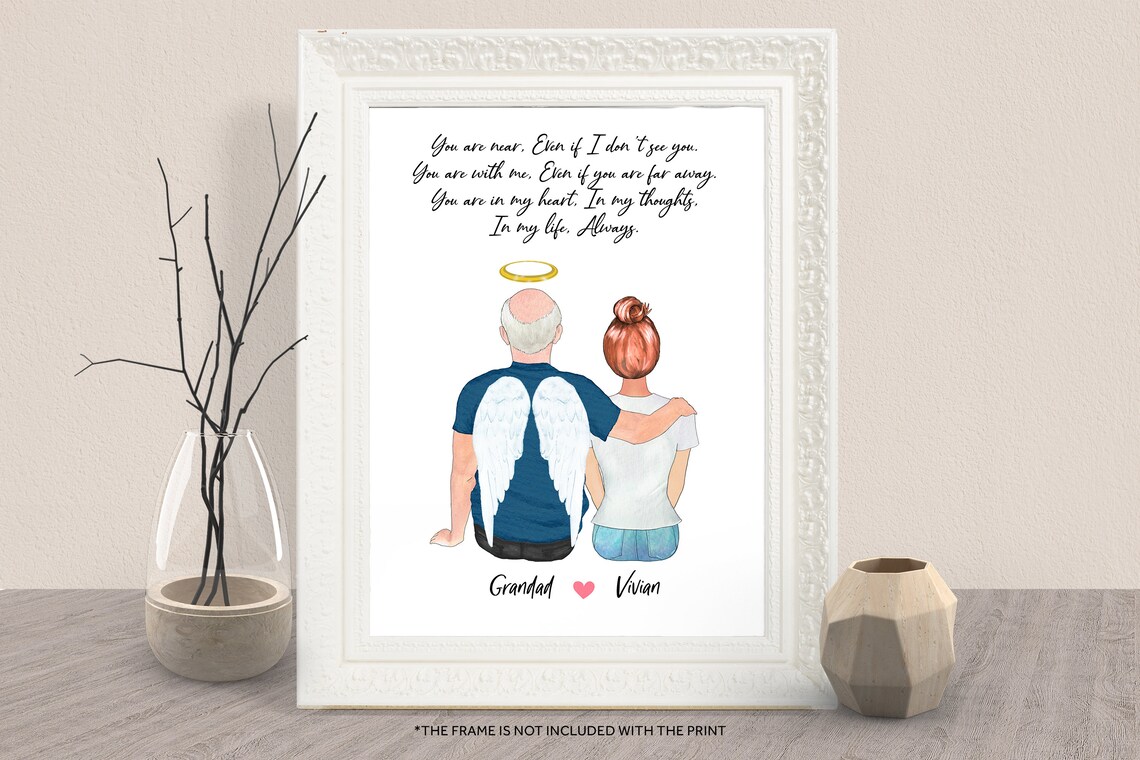 Personalized In Heaven Dad Memorial Print Miss You Dad Grandpa Granddad In Heaven Family Loss Daughter Christmas Gift Gift Remembrance Gift
