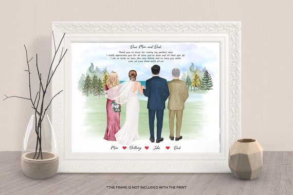Personalized Wedding Portrait Print With the Groom's Parents