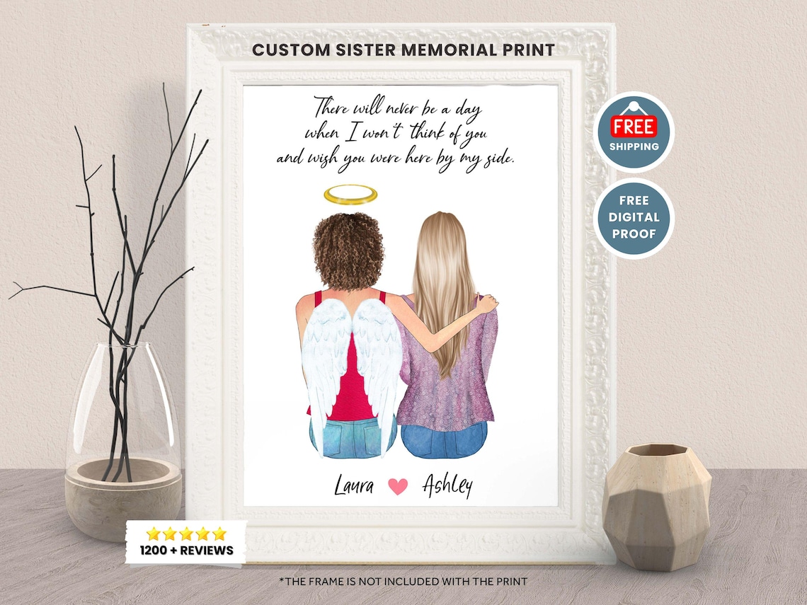 Sister in Heaven Memorial Gift Loss of Sister Sympathy Poster