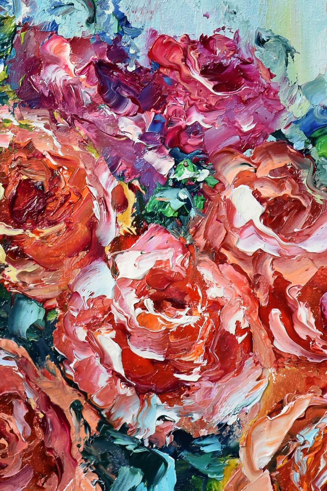 Roses Oil Painting Rose Flowers Art Painting Flowers Painting Flower Oil Painting Miniature Art Oil Original Painting In Oil Still Life Pai - Image 3