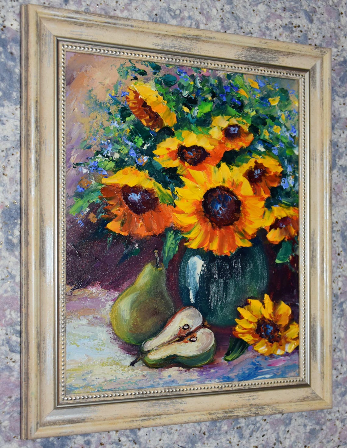 Sunflowers Painting Sunflowers Art Orange Flower Art Still Life Painting Sunflower Wall Art Impasto Oil Painting Palette Knife Art Painting - Image 3