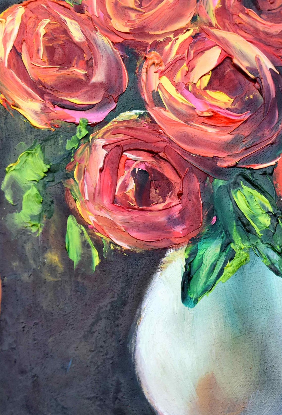 Rose Original Art Roses Flowers Art Painting Pink Pink Flower Original Roses Original Art Rose Painting Oil Art Painting In Oil Hand Painted - Image 3