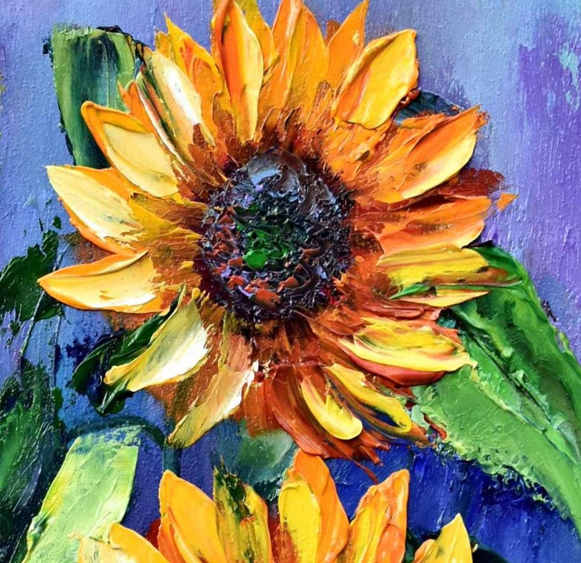 Sunflowers Painting Impasto Painting Sunflower Art Floral Artwork Yellow Flower Art Oil Art Original Floral Art Boho Sunflower Art Colorful - Image 3