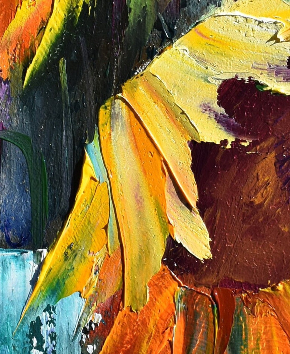 Sunflower Wall Art Sunflowers Painting Orange Flower Art Sunflowers Art Painting In Oil Original Art Sunflowers Flowers Floral Artwork - Image 3