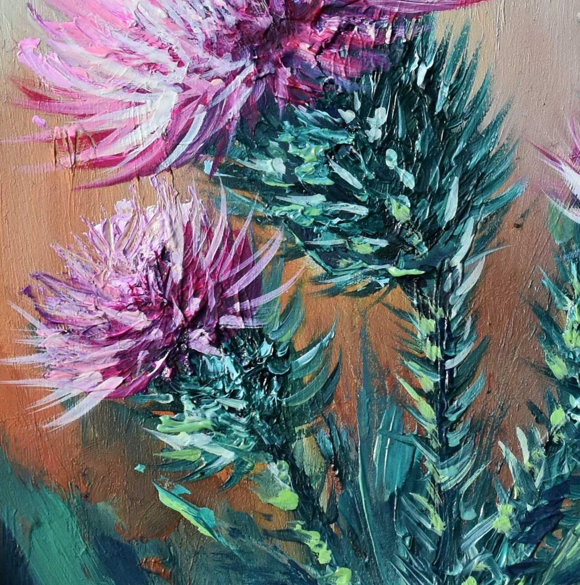 Painting Meadow Flowers Bee In The Meadow Art Painting Burdock Summer Landscape Meadow Flowers Art Bee On A Flower Art Miniature Art Oil Art - Image 5