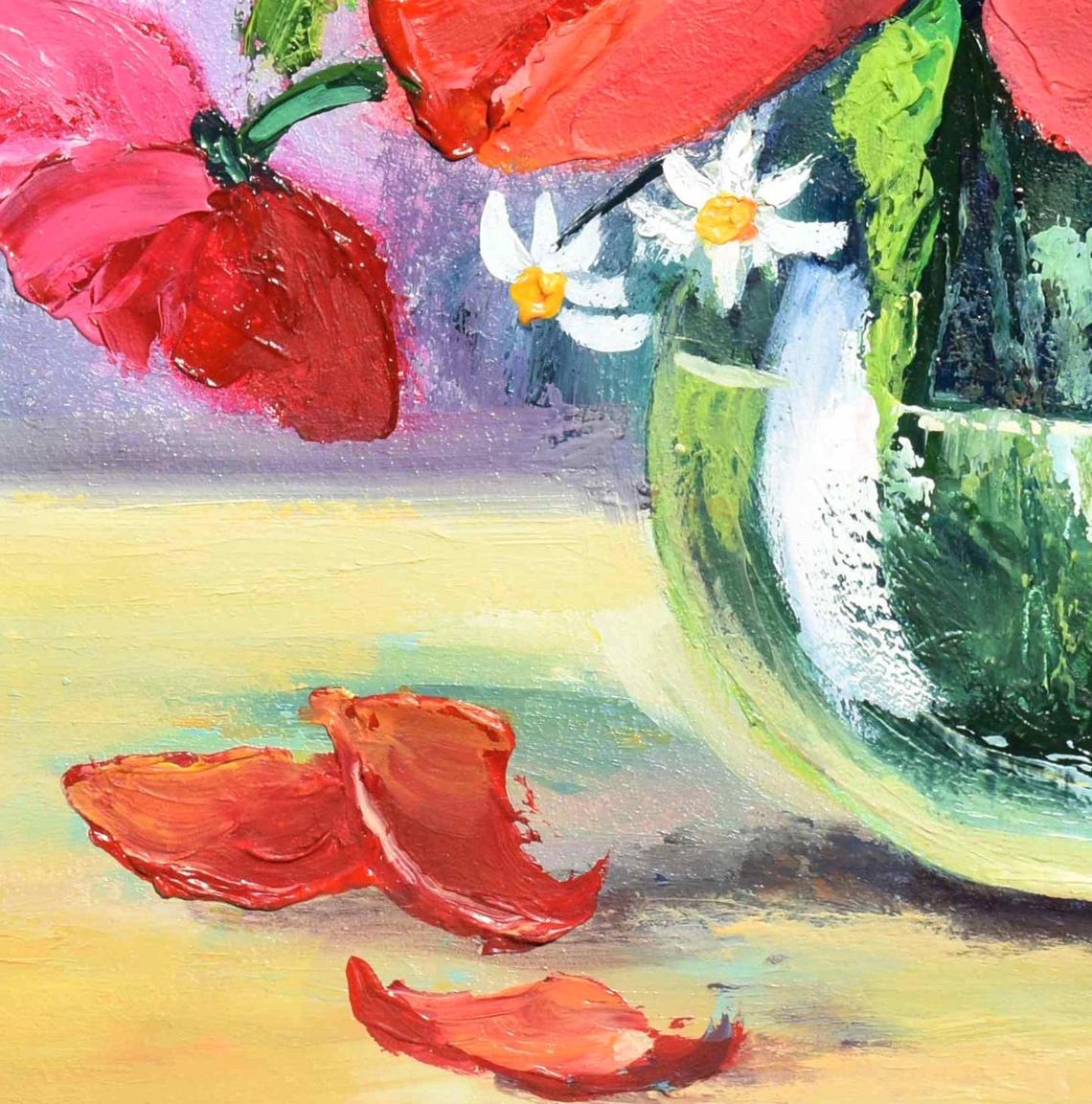 Poppy Painting Kitchen Art Food Impasto Painting Red Poppies Art Flowers Painting Poppies In A Vase Art Meadow Flowers Still Life Painting - Image 5