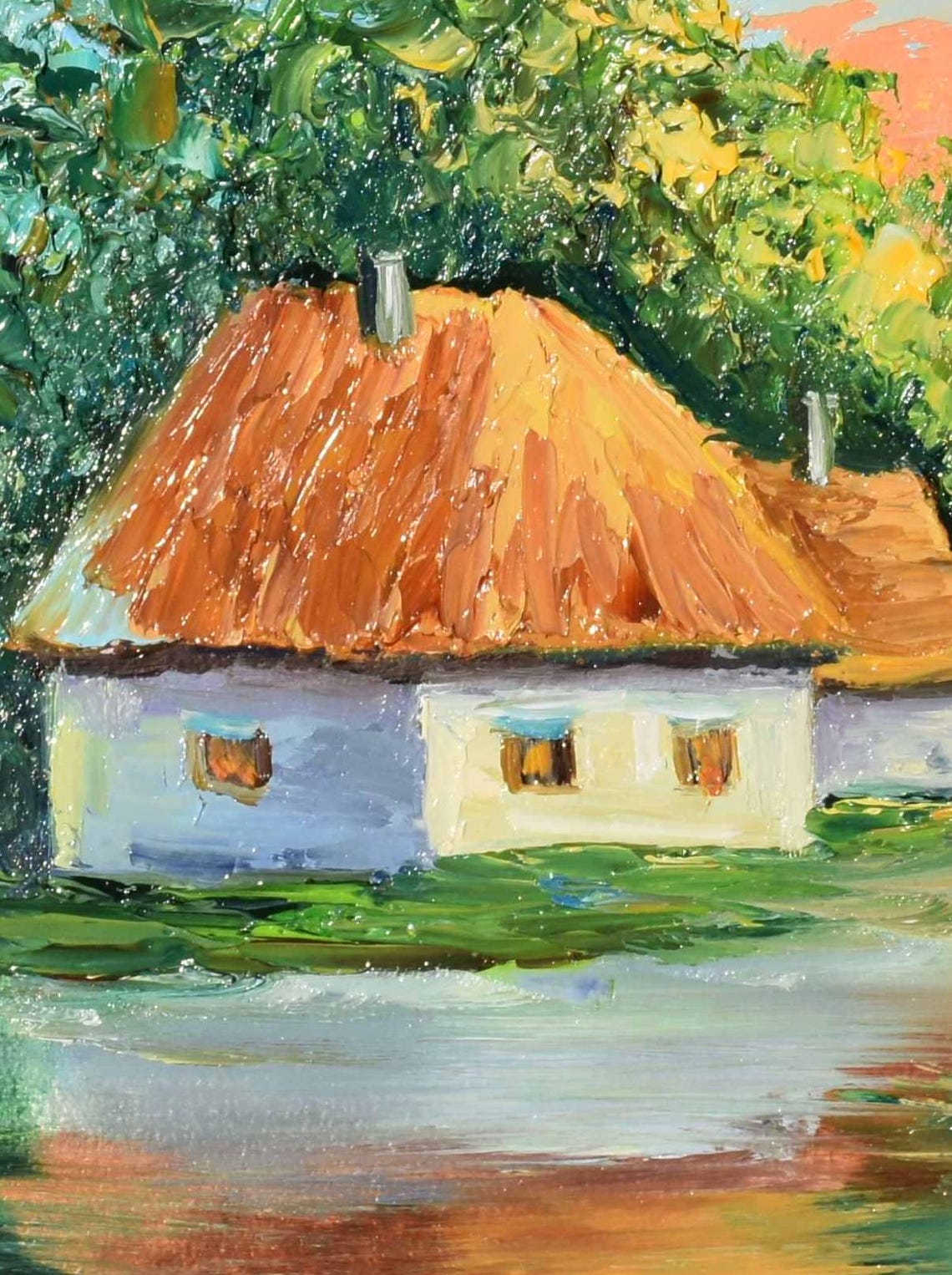 Fisherman Painting Ukraine Art Ukrainian Landscape Art Fishing Lake Fish Pike Boat On The Lake Art Orange Sunset Art Fishing Landscape Summe - Image 2