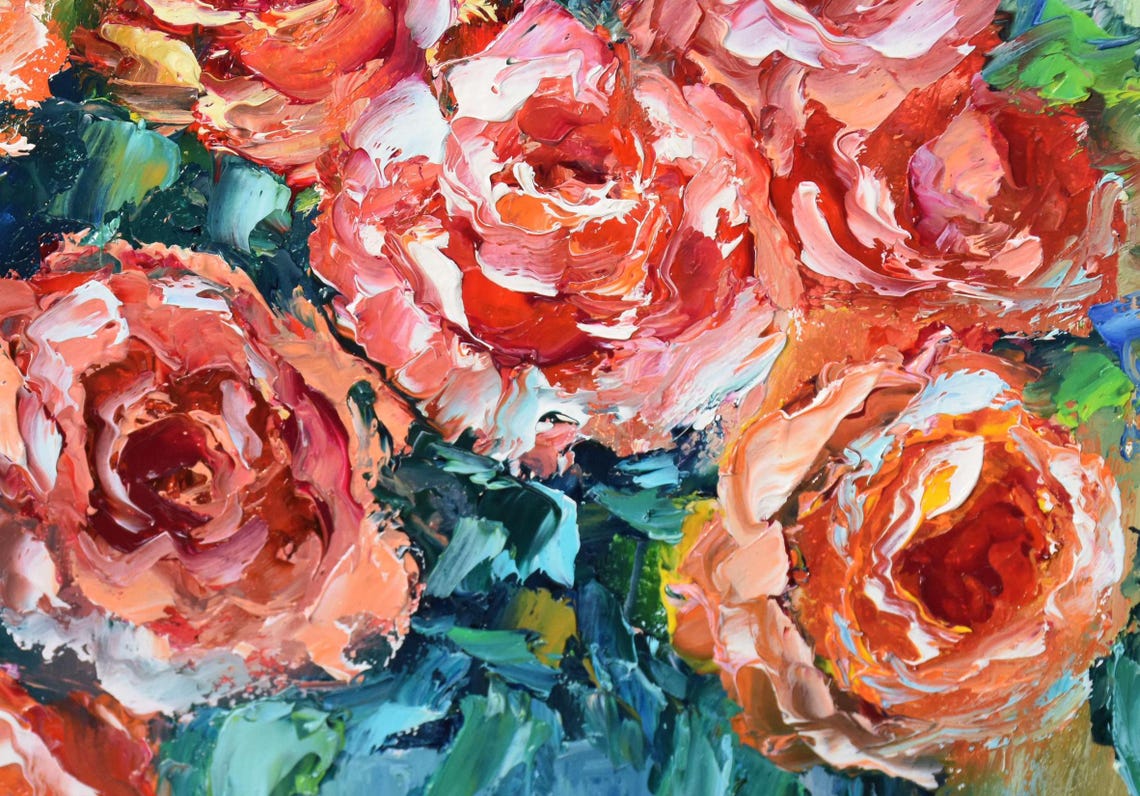 Roses Oil Painting Rose Flowers Art Painting Flowers Painting Flower Oil Painting Miniature Art Oil Original Painting In Oil Still Life Pai - Image 2