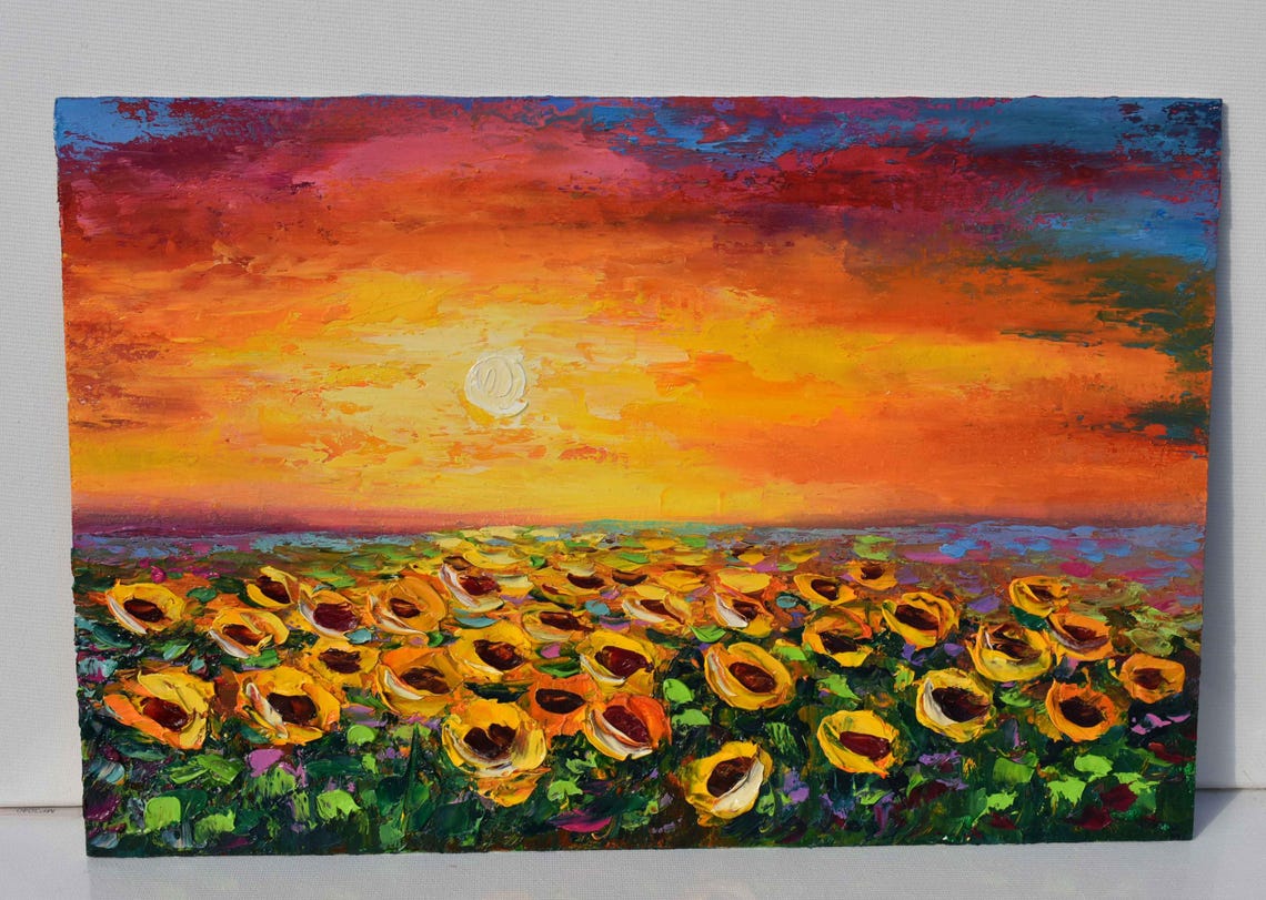 Sunflowers Painting Sunflower Art Field Of Sunflowers Art Flower Painting Sunflower Artwork Floral Oil Painting Hand Painted Artwork Oil Art - Image 5