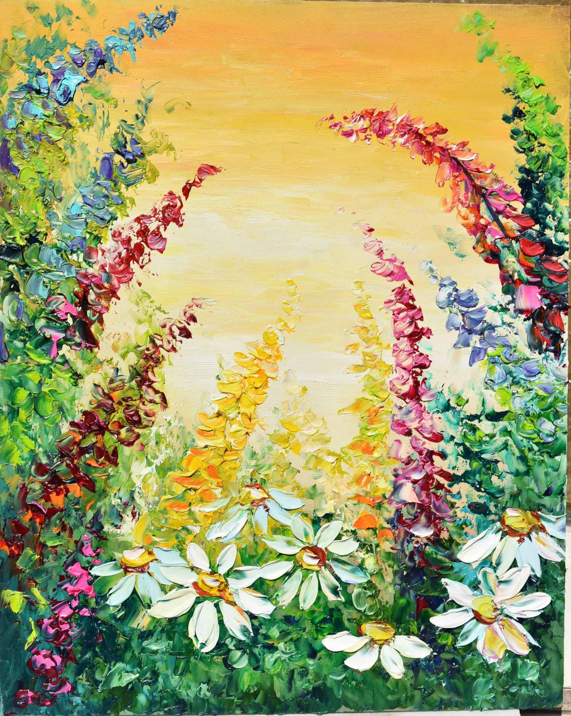 Meadow Painting Wild Flower Oil Painting Oil Impasto Painting Oil Art Flower Oil Painting Flowers Painting Colorful Sunset Flower Abstract