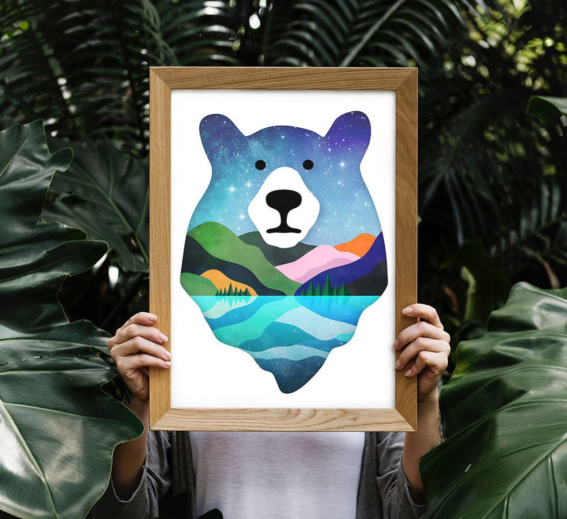 Bear Illustration Landscape Art Print - Image 2