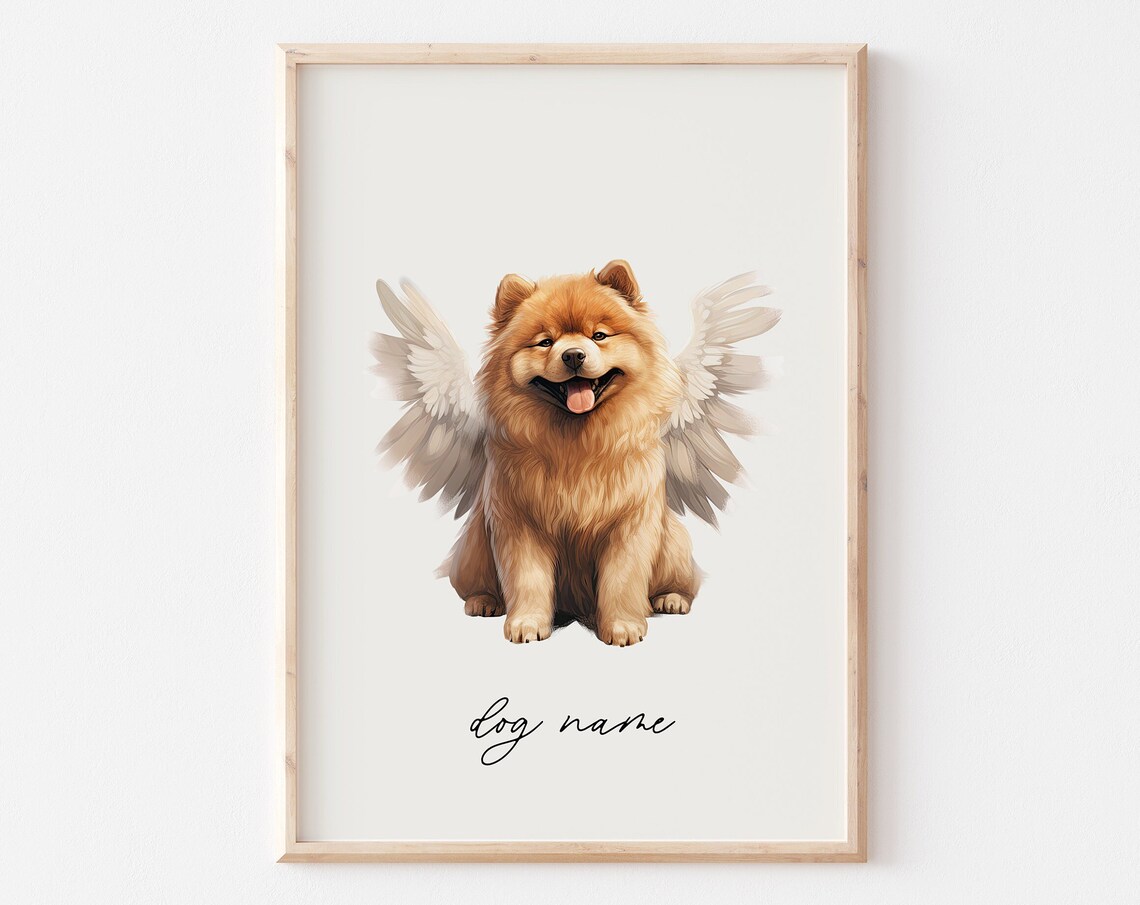 Chow Chow Dog Memorial Rainbow Bridge Print Pet Loss Memorial Gift Portrait Angel Dog Print Pet Loss Sympathy Gift Custom Dog Painting