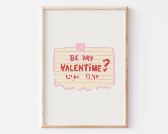 Be My Valentine Print Love Art Prints Be Mine Romantic Wall Art Trendy Valentines Day Printables Cute Minimailst Valentines Day Decor