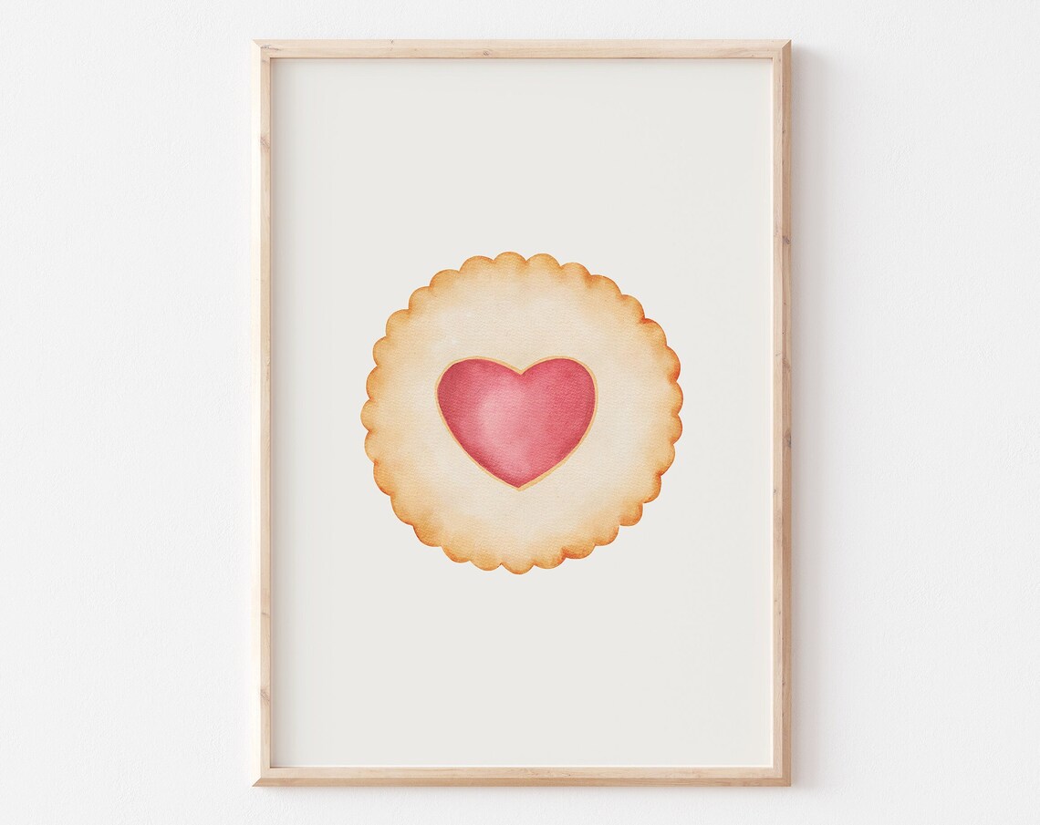 Heart Jam Cookie Watercolor Valentine's Day Cookie Art Print