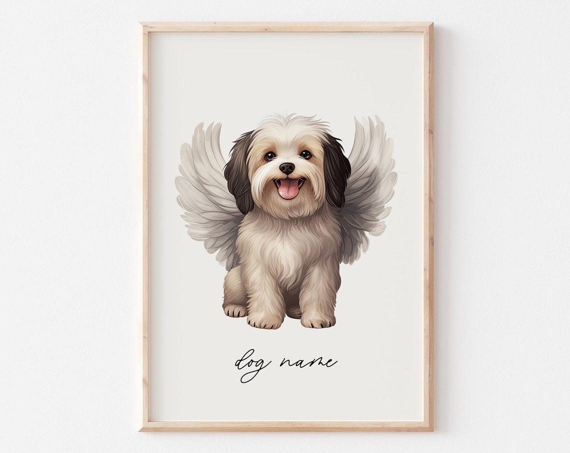 Havanese Dog Memorial Rainbow Bridge Print Pet Loss Memorial Gift Portrait Angel Dog Print Pet Loss Sympathy Gift Custom Dog Art Painting