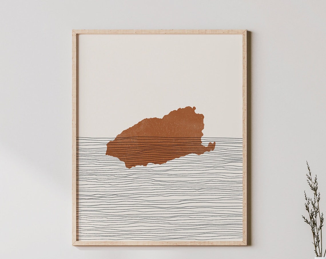Imbros Turkey Minimalist Terracotta Boho Island Map Art Poster