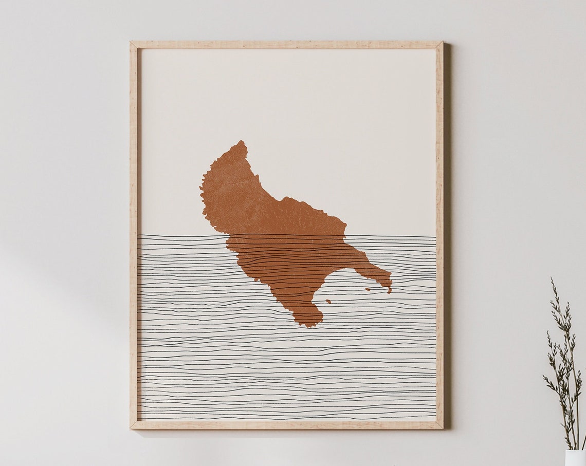 Zakynthos Greece Island Map Abstract Boho Line Art Travel Print