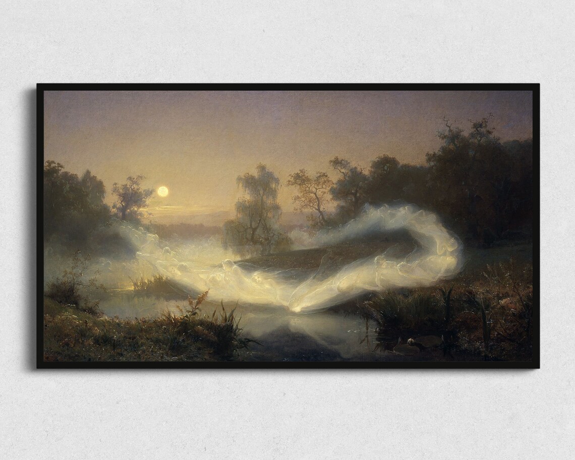 Spooky Frame TV Painting, Vintage Gothic Art Print - Image 2