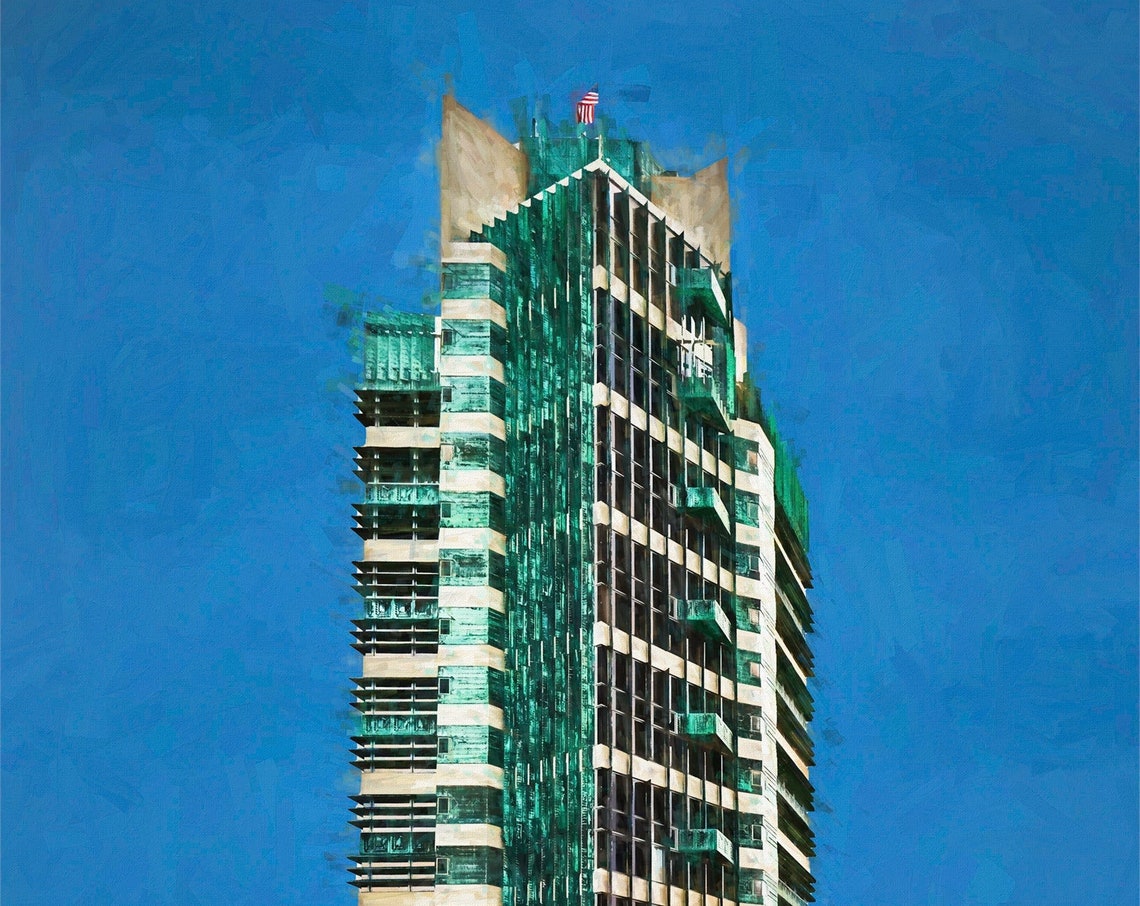 Price Tower by Frank Lloyd Wright Copper Facade Blue Sky Poster