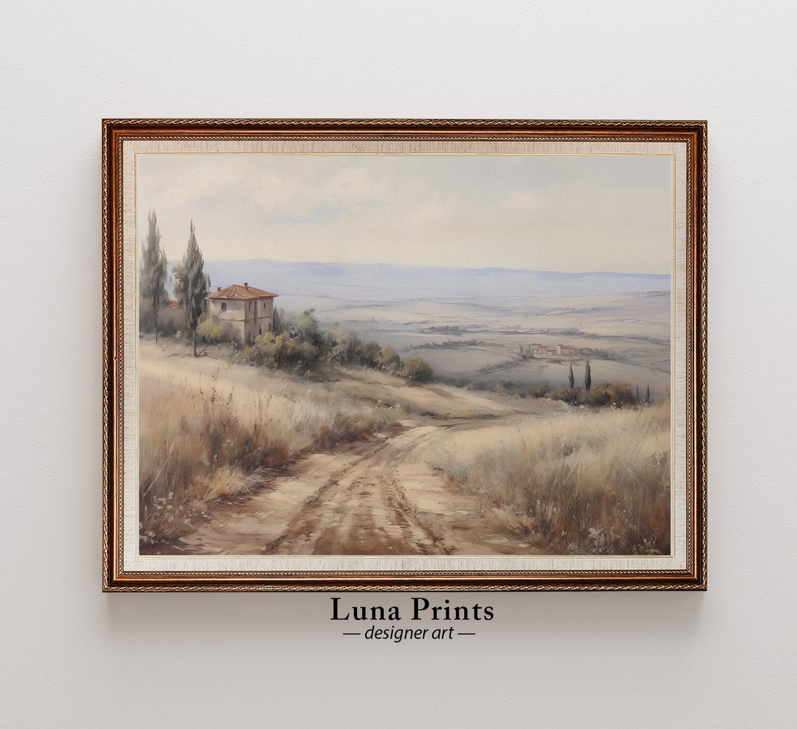 Tuscan Villa Country Road Cypress Trees Rolling Hills Poster