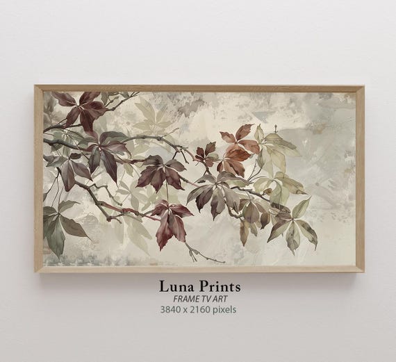 Fall Branches Art Print, Autumn Floral Painting