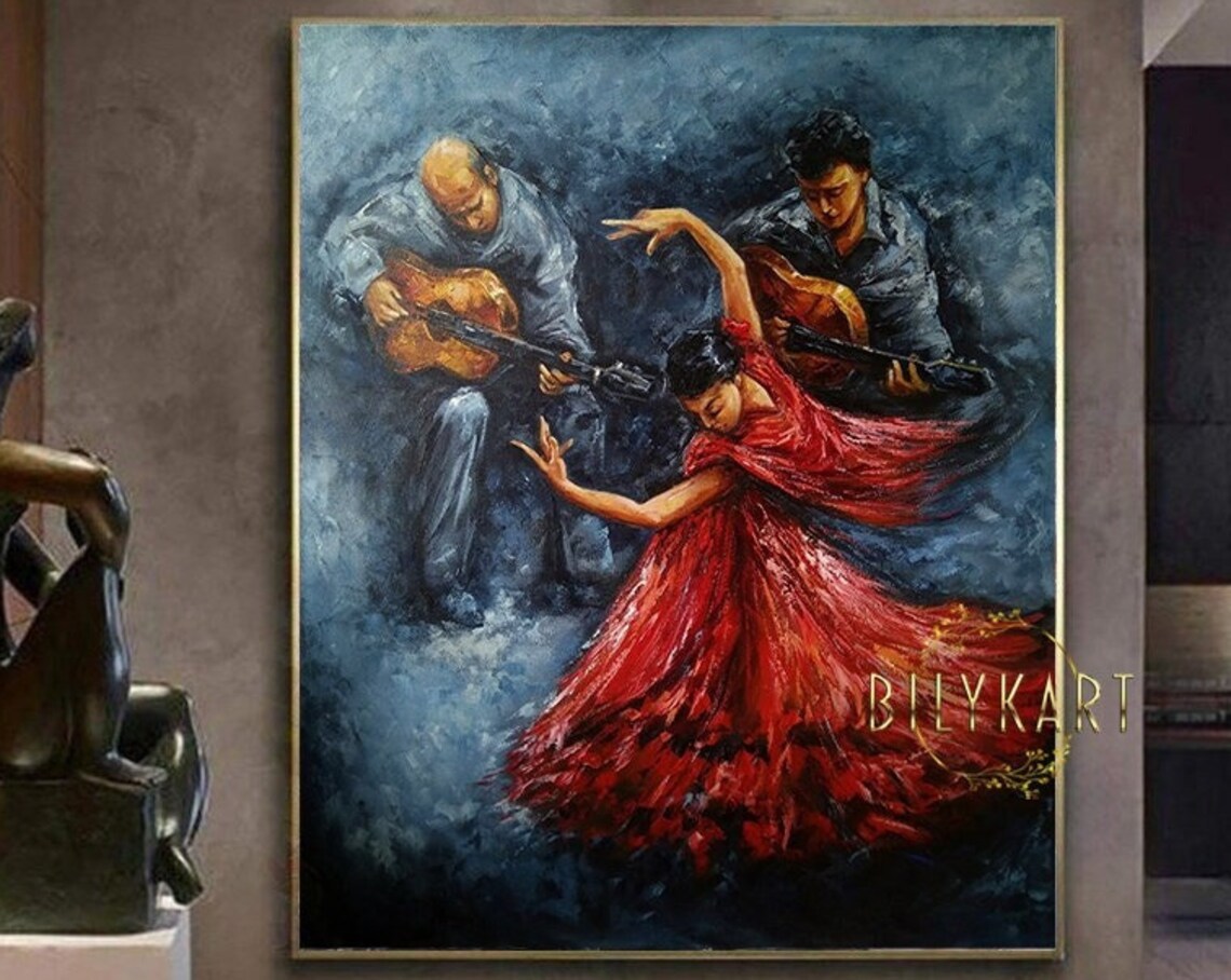 Flamenco Dancer Painting, Spanish Guitar Art Print