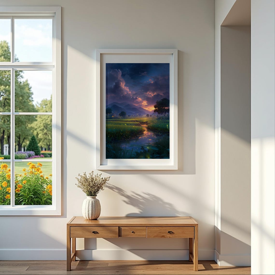 Firefly Fields Enchanted Sunset Countryside Magical Night Poster