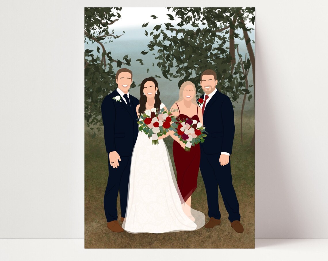 Outdoor Wedding Party Faceless Minimalist Wedding Illustration Poster