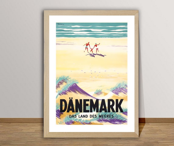 Danemark Das Land Des Meeres Vintage Travel Poster Poster Paper Or Print Gift Idea Wall Decor