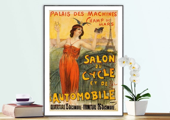 Salon Du Cycle Et De Lautomobile Vintage Bicycle Poster Poster Paper Or Print Gift Idea