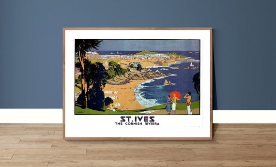 St Ives Vintage Travel Poster, Cornish Riviera
