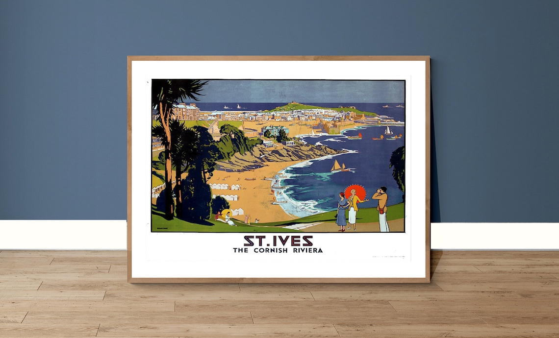St Ives Vintage Travel Poster, Cornish Riviera