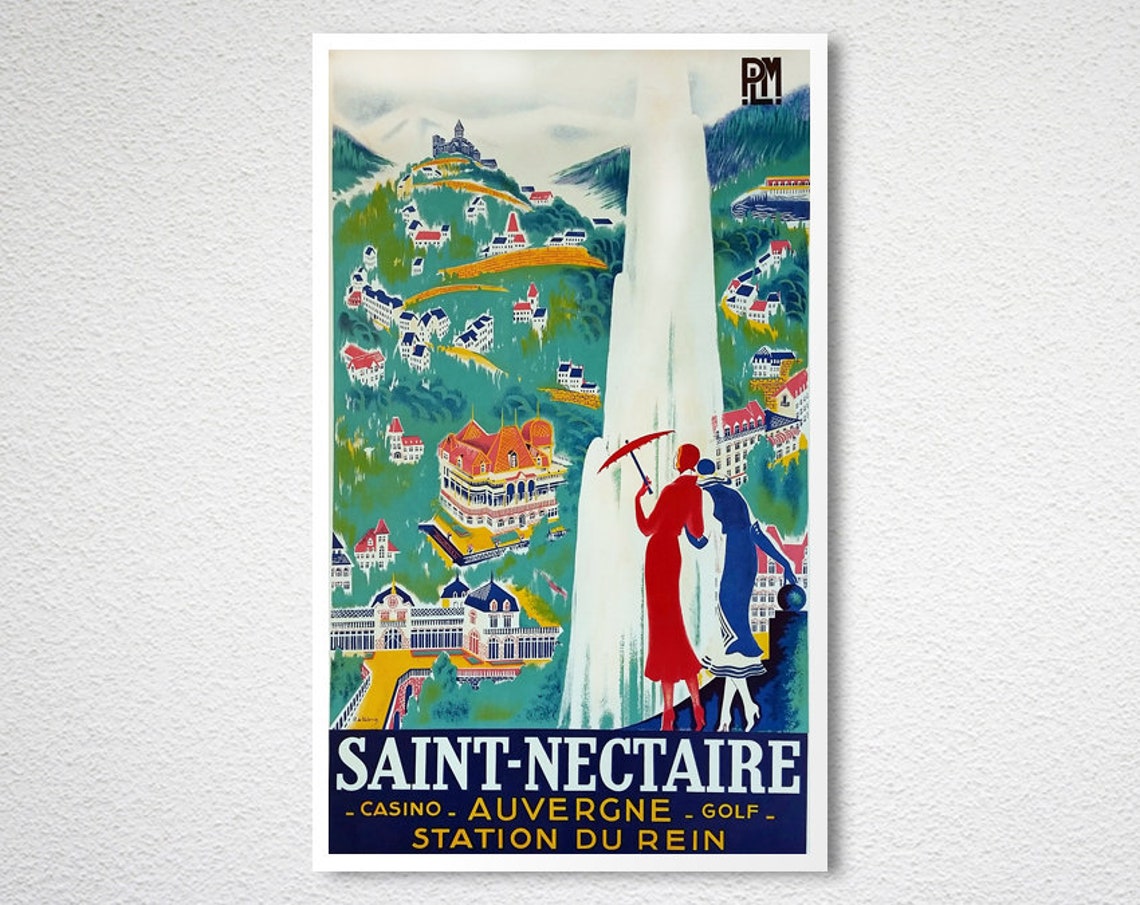 Saint Nectaire Vintage French Auvergne Spa Golf Travel Poster - Image 2