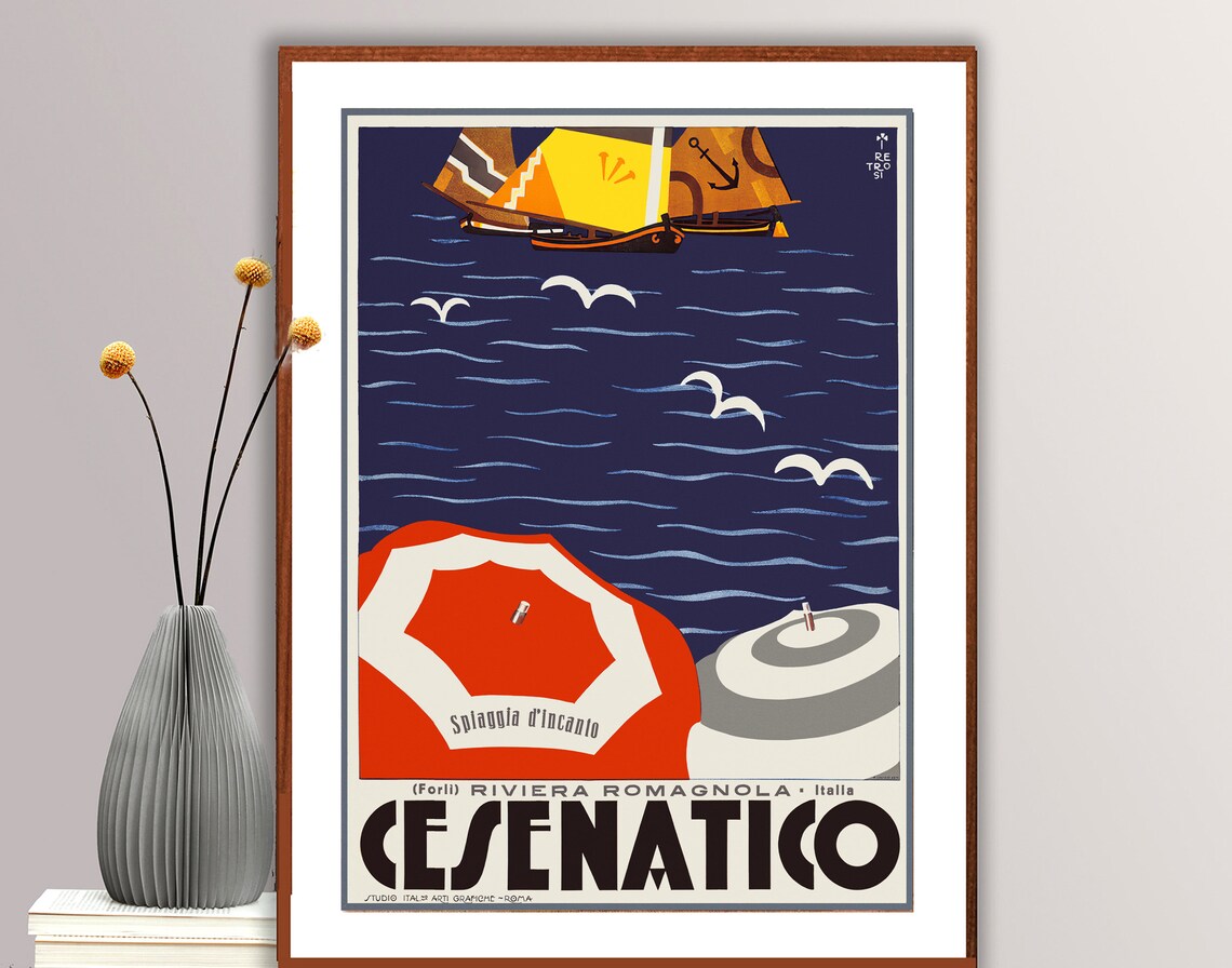 Riviera Romagnola Cesenatico Vintage Travel Poster