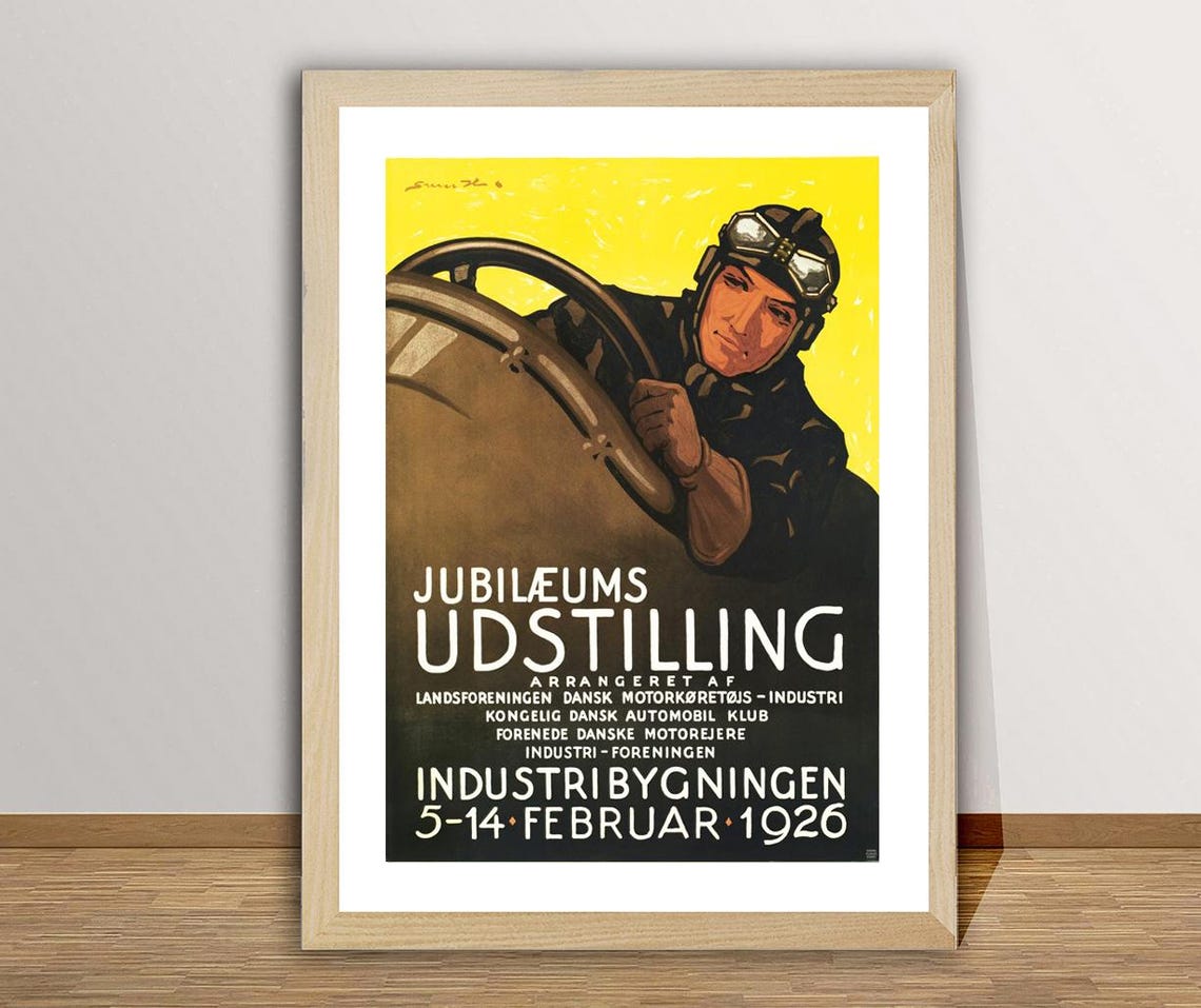 Danish Motor Exhibition 1926 Jubilaeums Udstilling Vintage Auto Poster