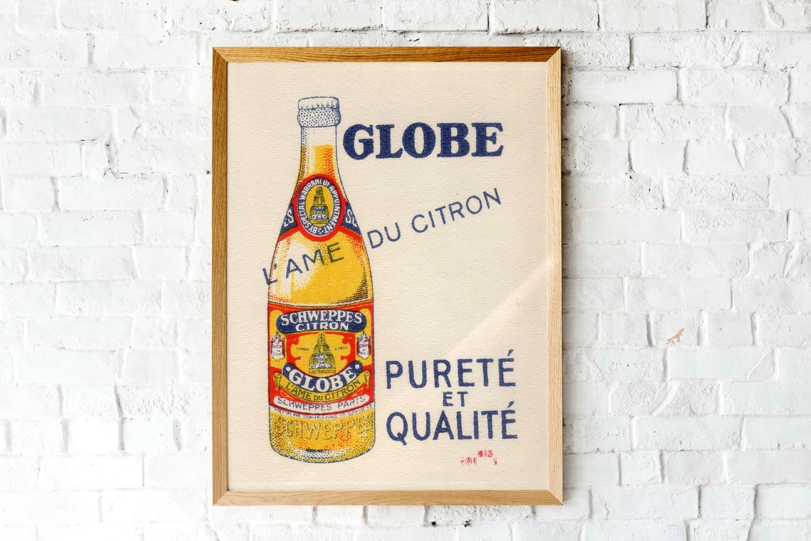 Schweppes Citron Globe Vintage French Lemon Soda Advertising Poster - Image 3