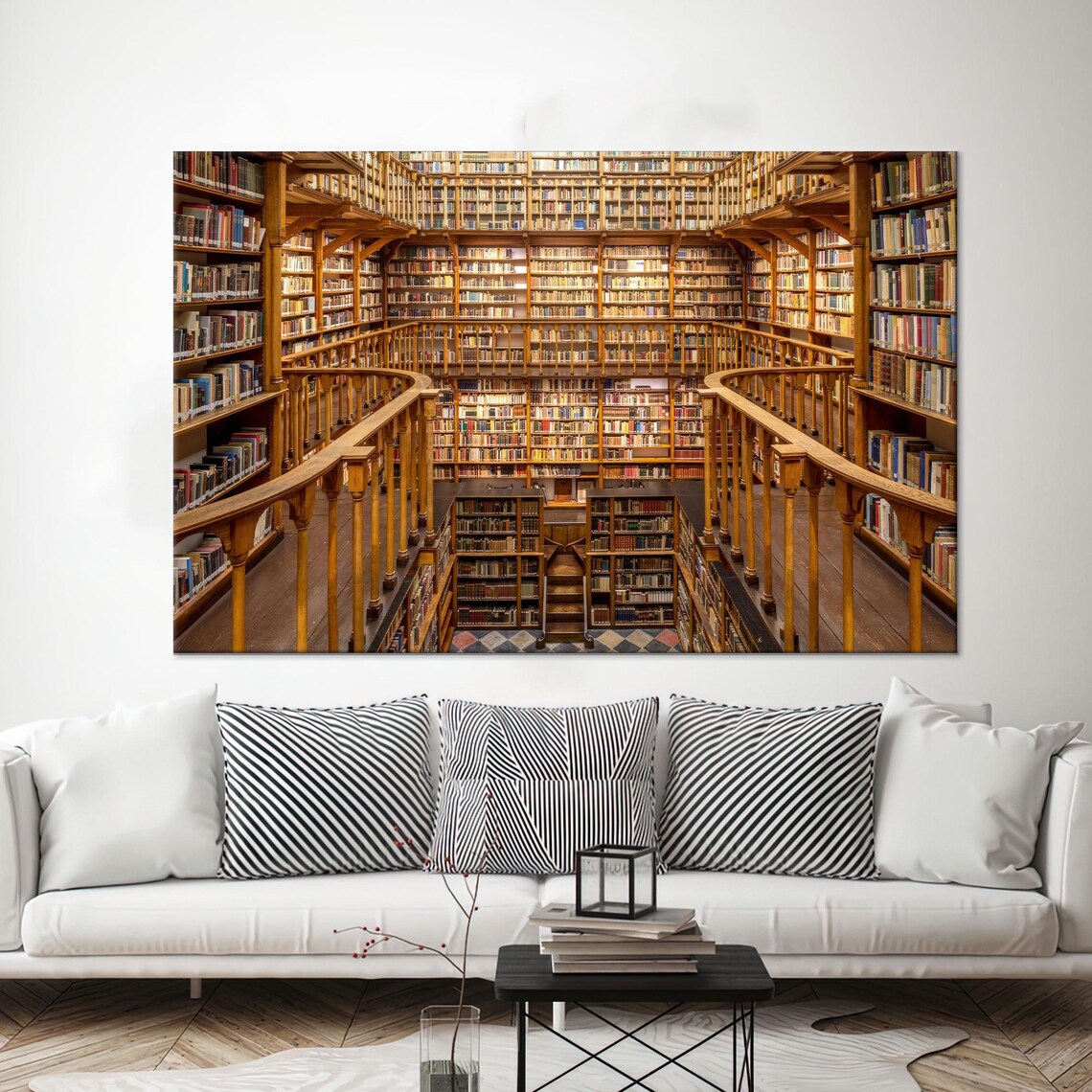 Library Print, Modern Personalized Gift For Him