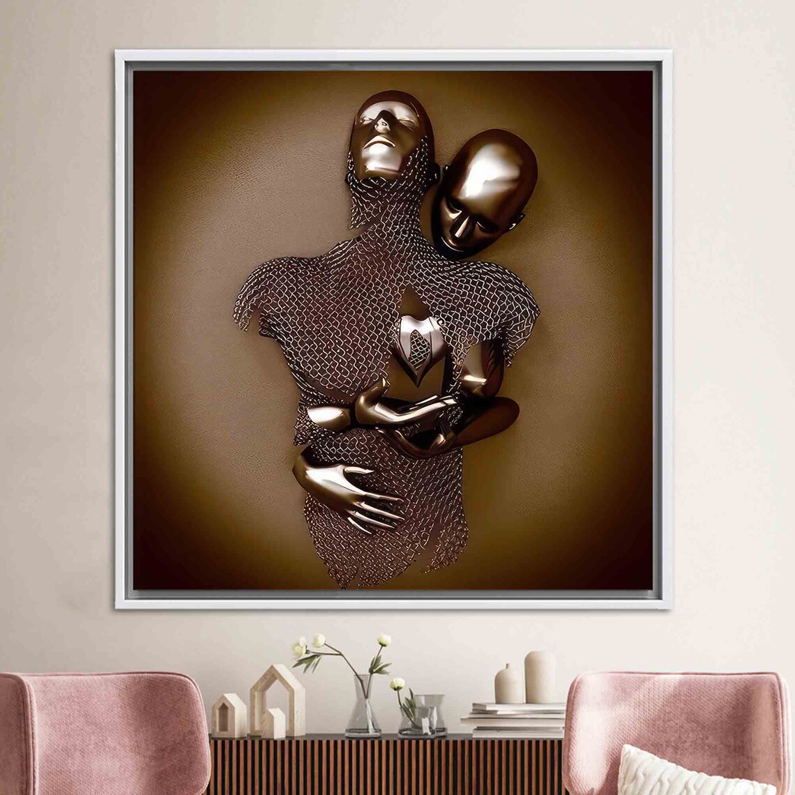 Couple Art, Modern Hugging Metallic Poster - Image 4
