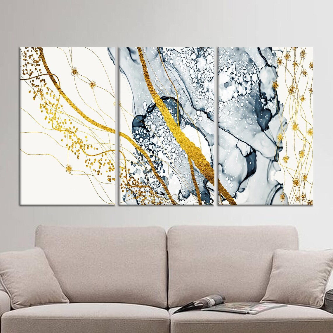 Contemporary Gray And Gold Marble Halloween Decor - Image 3